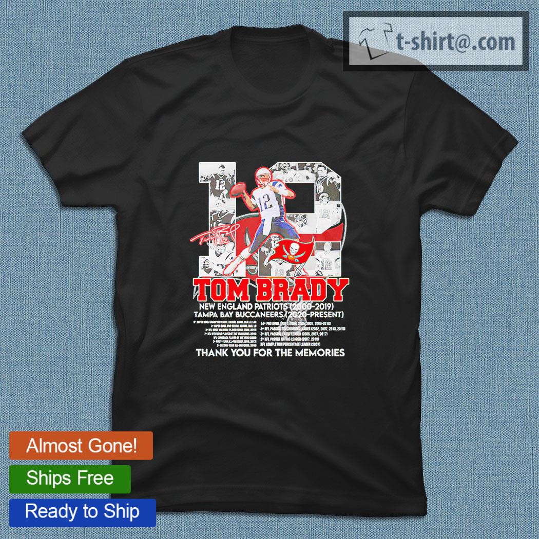 12 Tom Brady New England Patriots 2000-2019 Tampa Bay Buccaneers 2020  present thank You for the memories signature T-shirt – Emilytees