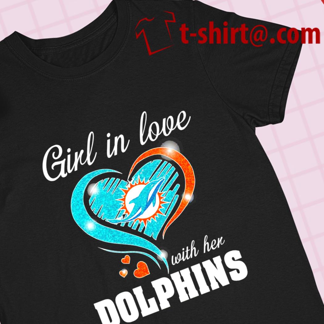Girl in love with her Dolphins heart logo 2022 T-shirt