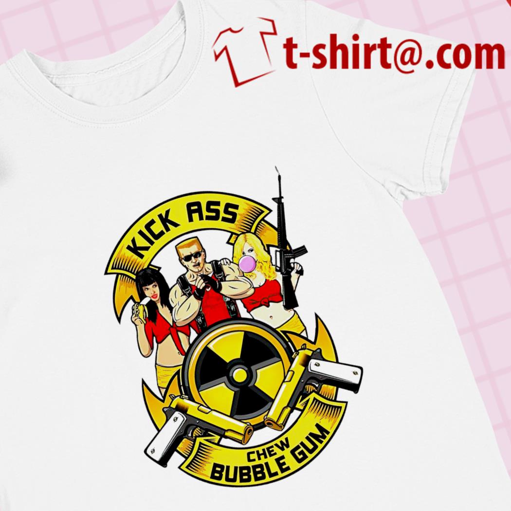 Duke Nukem kick ass chew bubble gum characters funny T-shirt