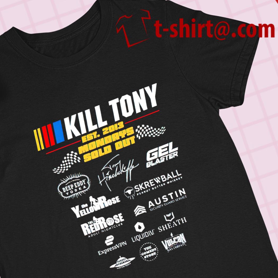 at ringe camouflage reaktion Kill Tony sponsor logo T-shirt – Emilytees – Shop trending shirts in the  USA – Emilytees Fashion LLC – Store Emilytees.com Collection Home Page  Sports & Pop-culture Tee