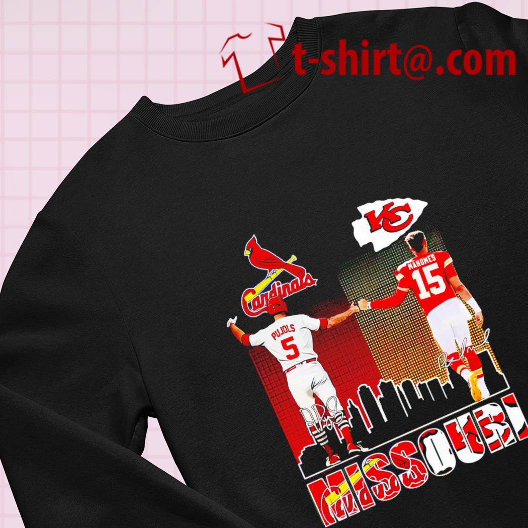 Funny missouri Albert Pujols 5 St. Louis Cardinals baseball and Patrick  Mahomes 15 Kansas City Chiefs football players signatures skyline shirt –  Emilytees