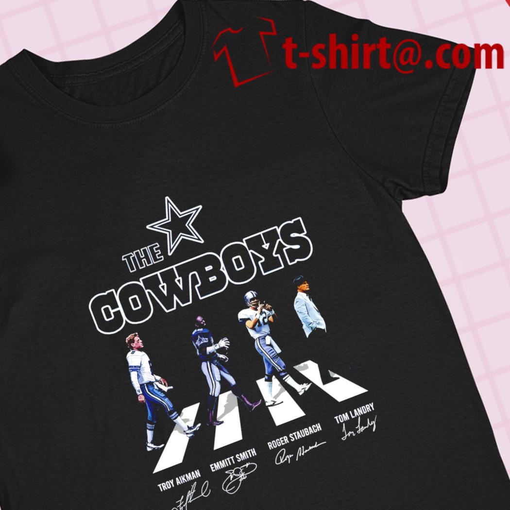 Dallas Cowboys Troy Aikman Emmitt Smith Roger Staubach Tom Randry player  signatures football poster sport shirt, hoodie, sweater, long sleeve and  tank top